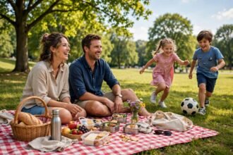 outing - family picnic outing in a sunny park