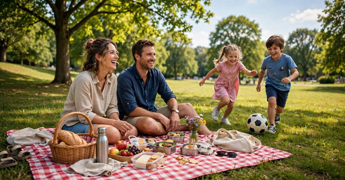 outing - family picnic outing in a sunny park