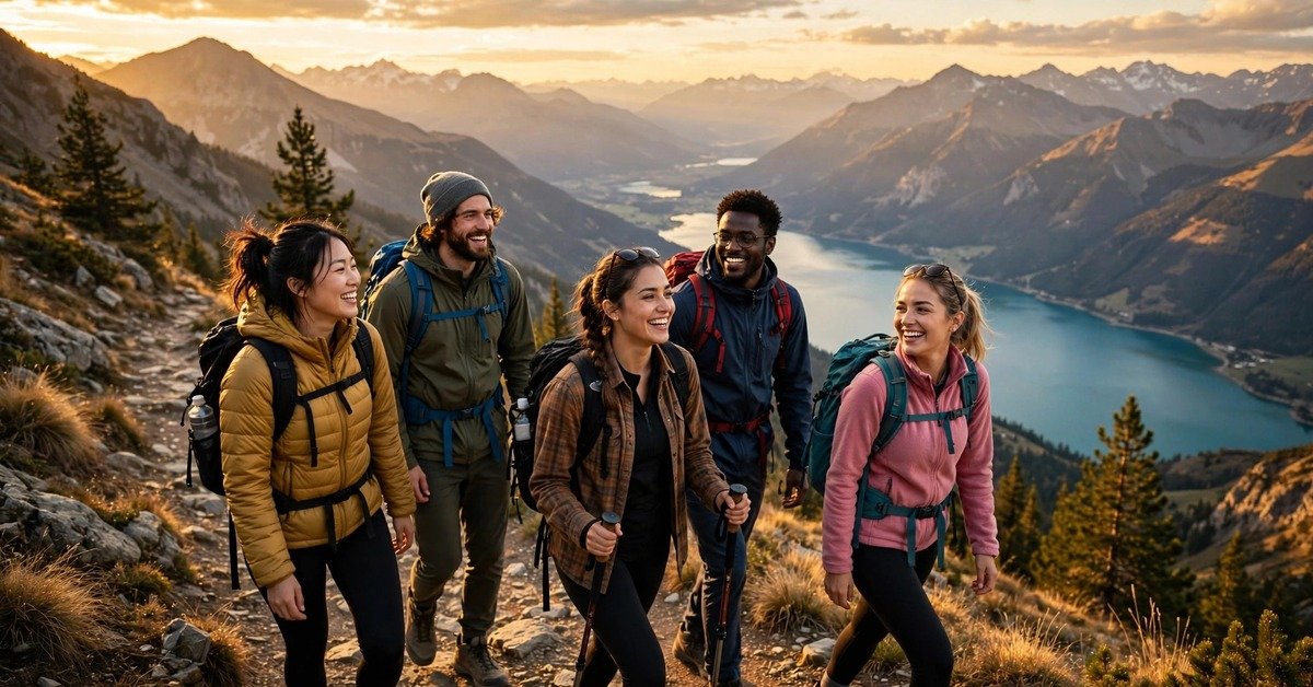 outing - friends on a hiking outing